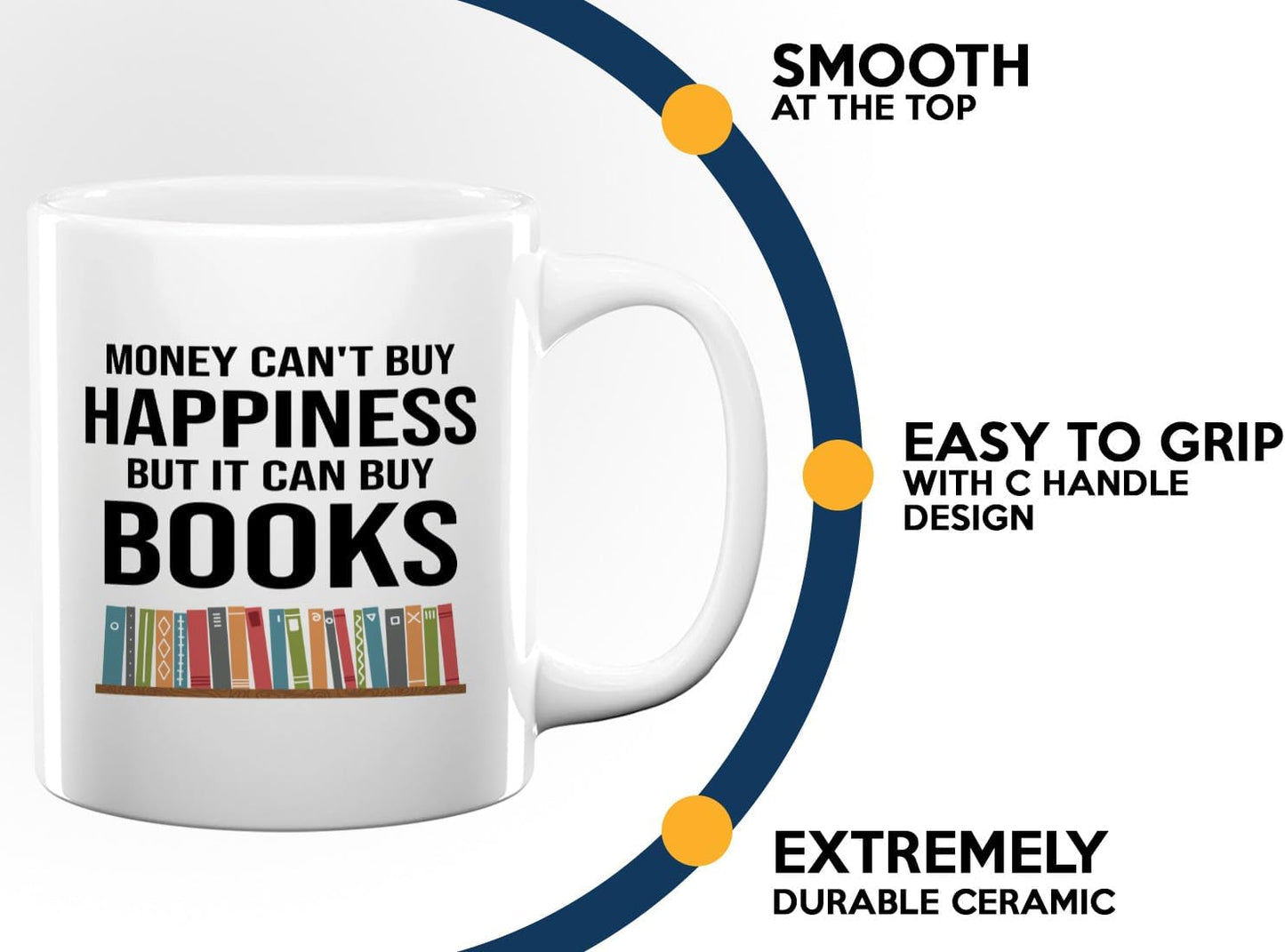 Book Lover Coffee Mug 11oz White -Can Buy Books - Gift For Poets Bookish People Bibliophile Librarian Book Club Reader