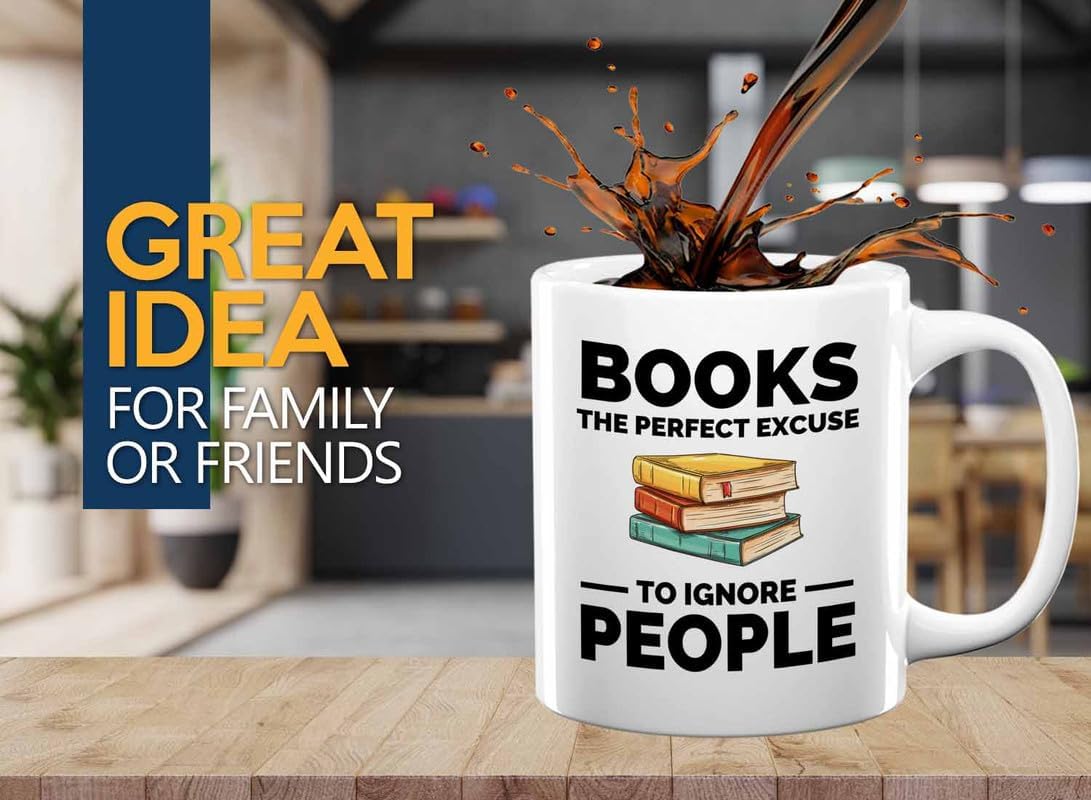 Book Lover Coffee Mug 11oz White - The perfect excuse - Gift For Poets Bookish People Bibliophile Librarian Book Club Reader