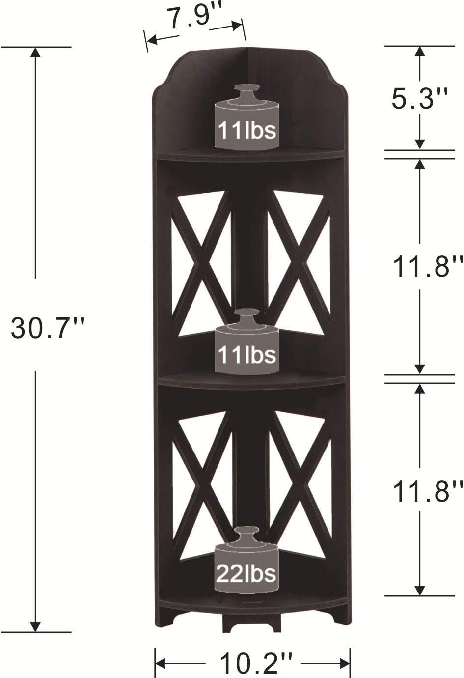 TuoxinEM Corner Table Great for Small Tiny Space Perfectly, Corner Bathroom Shelf Fit for Toilet Paper Storage, Black