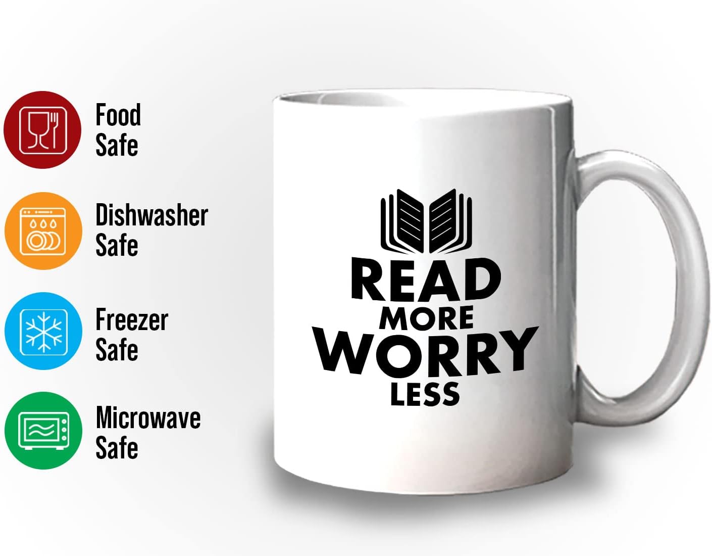 Book Lover Coffee Mug 11oz White - read more - Literary librarian Literature Bookworm Historian Public Library Curator Bibliophile Bibliolater
