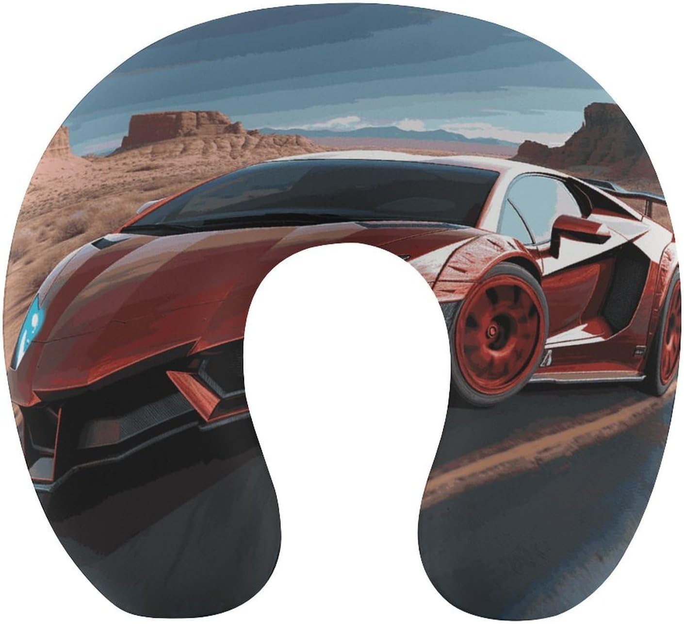 Red Race Car Neck Pillow Memory Foam U Shaped Pillows Portable Pillows for Shoulder Travel Head Support Pillow with Concealed Zipper for Airplane Car Home Office