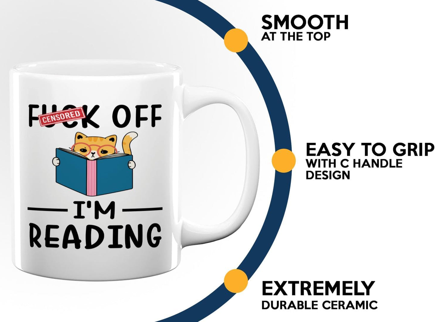Sarcasm Coffee Mug 11oz White -I'm reading - Book Lover Gift Student Bookman Nerd Bookworm Fiction Novel