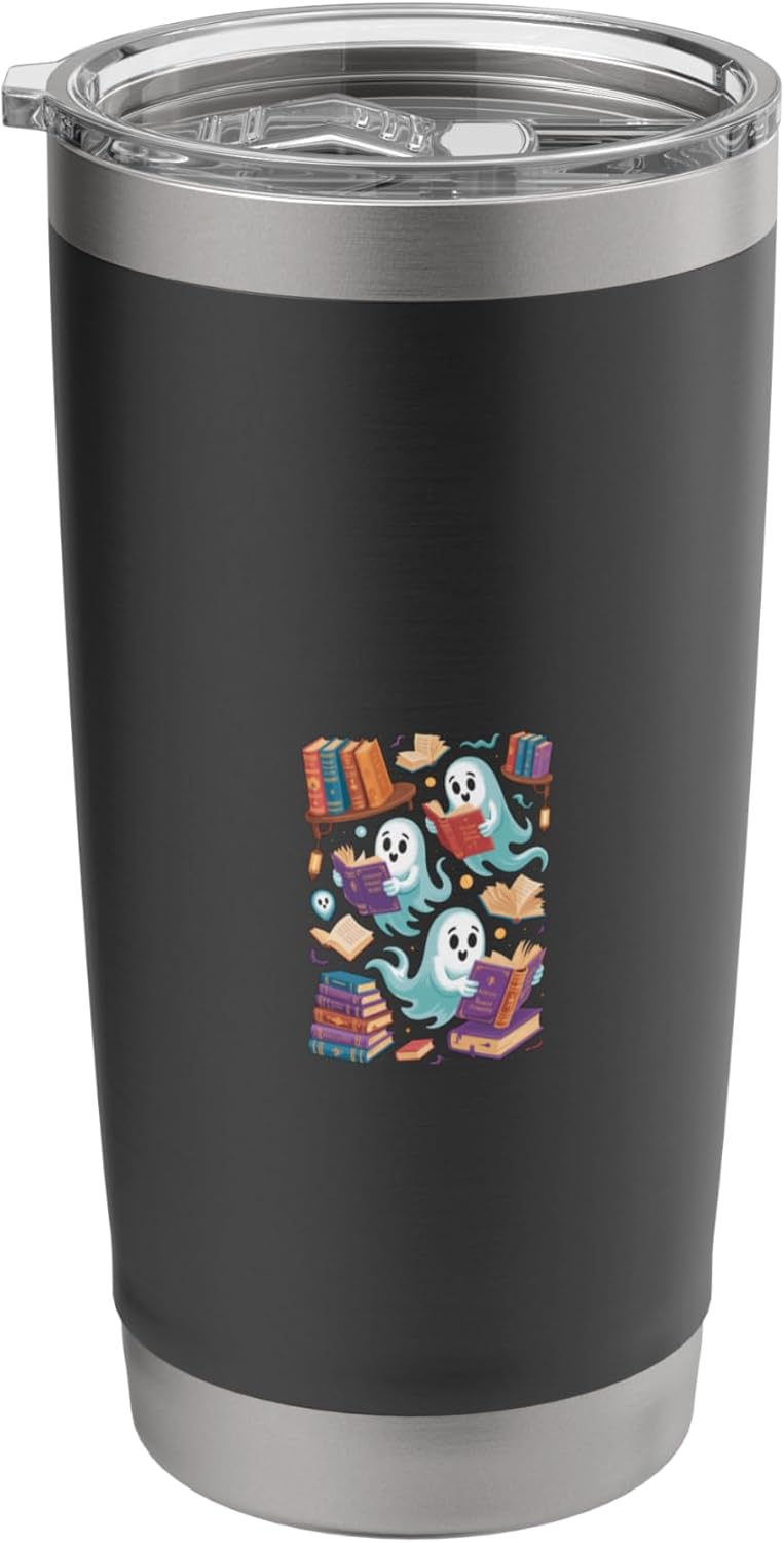 Bookish Ghosts Bookshelf Botanical Scene Stainless Steel Insulated Tumbler