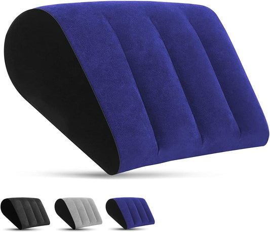 TheClover Inflatable Wedge Pillow for Traveling – Portable Bed Cushion for Relieve Acid Reflux & Back Pain, Compact Travel Cushion for Home, Airplane & Camping (Blue)