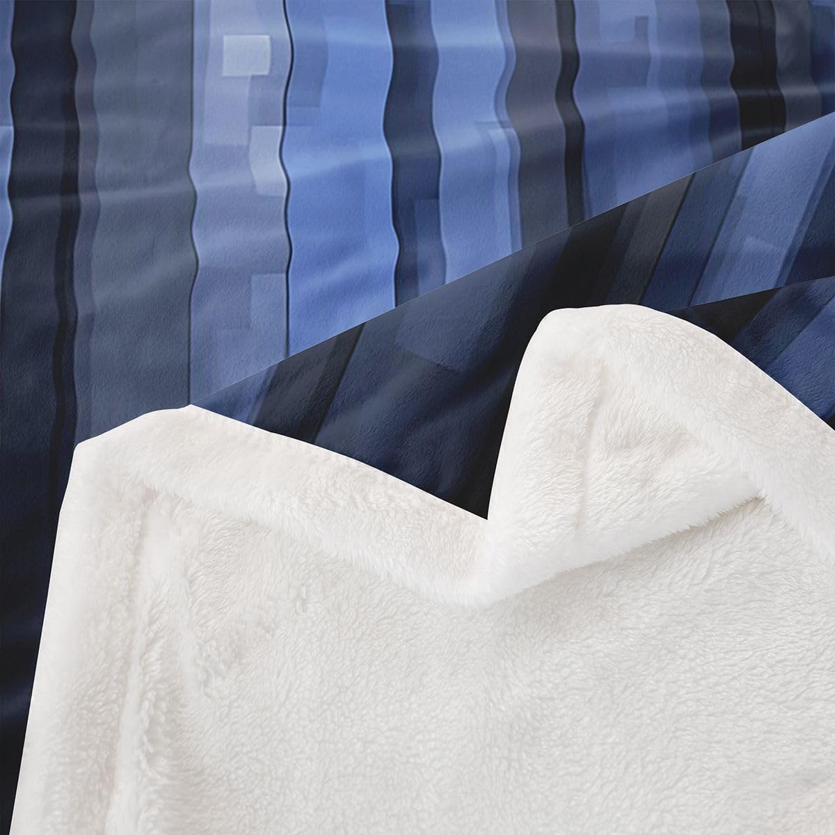 Feelyou Abstract Stripe Sherpa Throw Blanket for Couch Dark Blue Super Soft Cozy Fleece Geometric Blanket for Winter, Plush Throw Luxury Baby 30"x40" Modern Art All Season