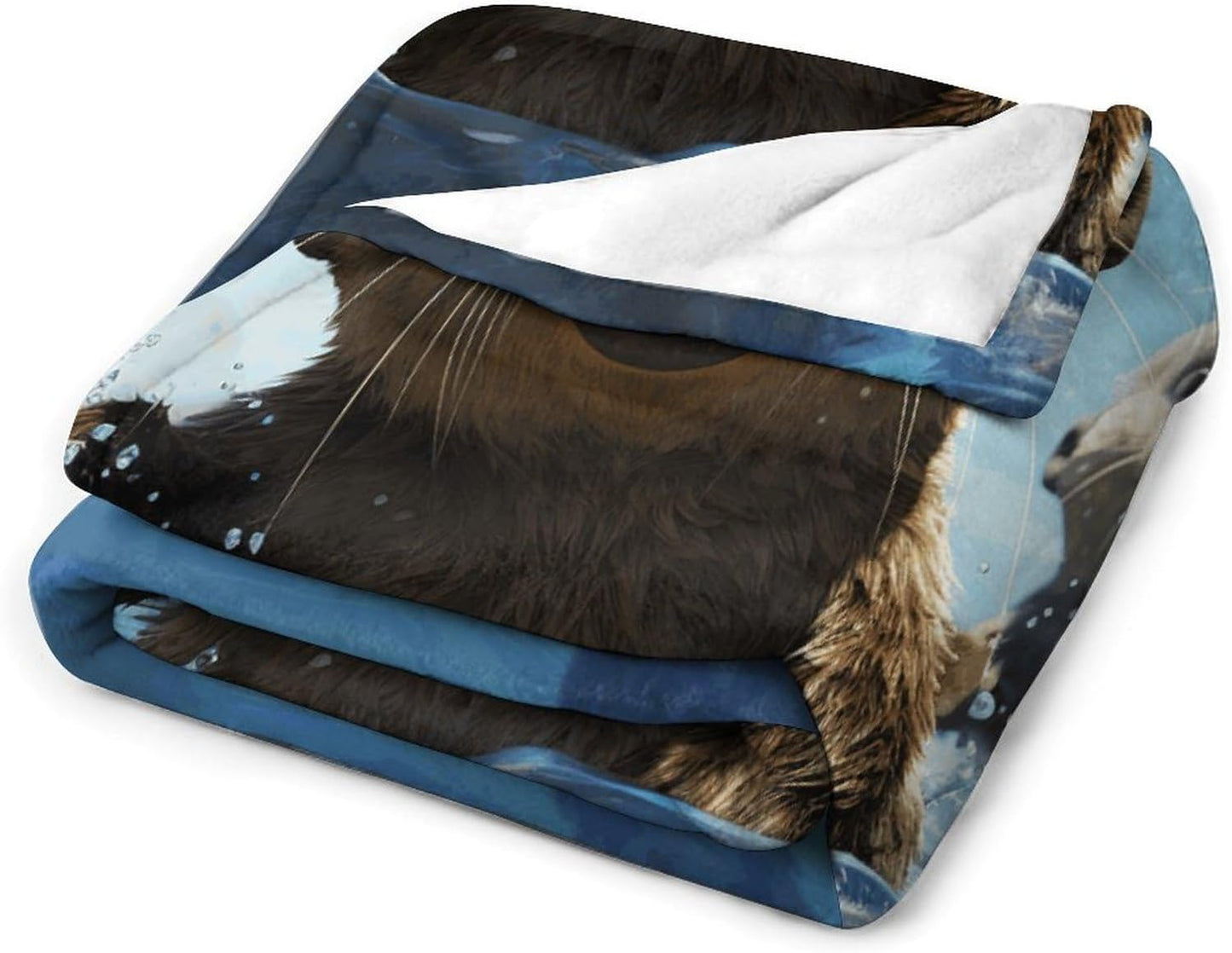 Lovely Sea Otter Print Throw Blanket for Couch Super Soft Warm Lightweight Throw Blankets Cozy Flannel Bed Blanket Cute Decorative Blankets for All Seasons Home Decor Gift 60"*80"（150 * 200cm）