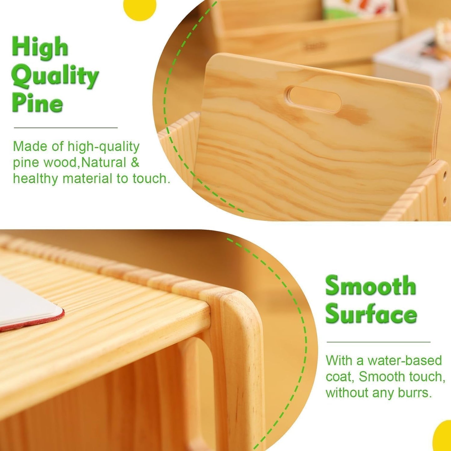 FUNLIO Montessori Weaning Table and Chair Set for Toddlers Age 1-3, Height Adjustable Toddler Table and Chair Set, Cube Kids Table Chair for Reading/Eating/Playing, Easy to Assemble, CPC Certified