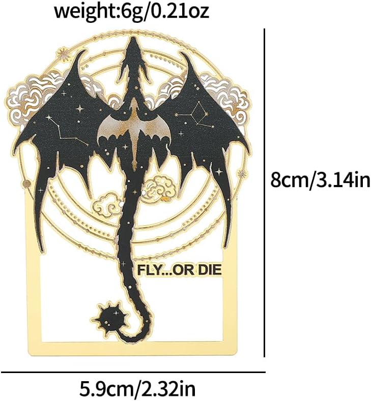 Engraved Black Dragon Stainless Steel Book Mark - Dark Metal Bookmarks Reading Marks Book Lovers Collections School Supplies Gifts for Friends Teachers (SQ0838)