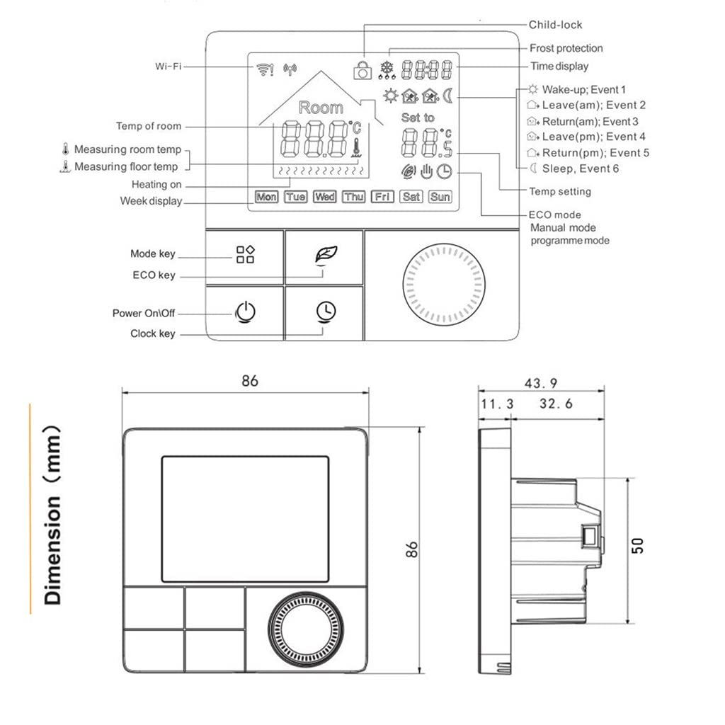 Tuya Thermostat Floor Heating Boiler Warm Temperature Regulator Smart Life Home Control(Water Heating)