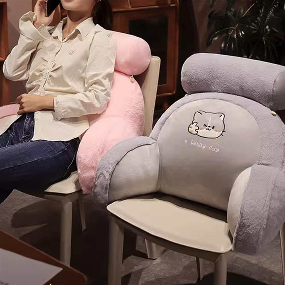 Tingting's Dream Cute Bed Rest Reading Pillow Office Chair Lumbar Support Pillow Sofa Rest Back Cushions Sleeping Neck Bolster Cushion (Pink, 60×45×20CM/23.6"×17.7"×7.87")