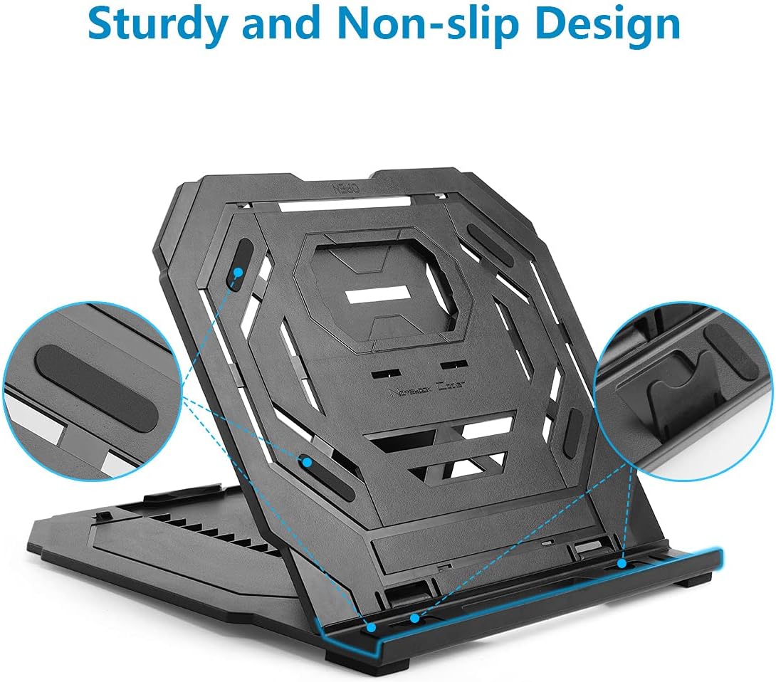 Drawing Tablet Stand, Laptop Foldable Stand for Drawing Monitor, 9 Levels Adjustable Angles with a Built-in Phone Holder, for 12-17 inch Drawing Tablet, MacBook, Laptop, iPad, Book, Phone