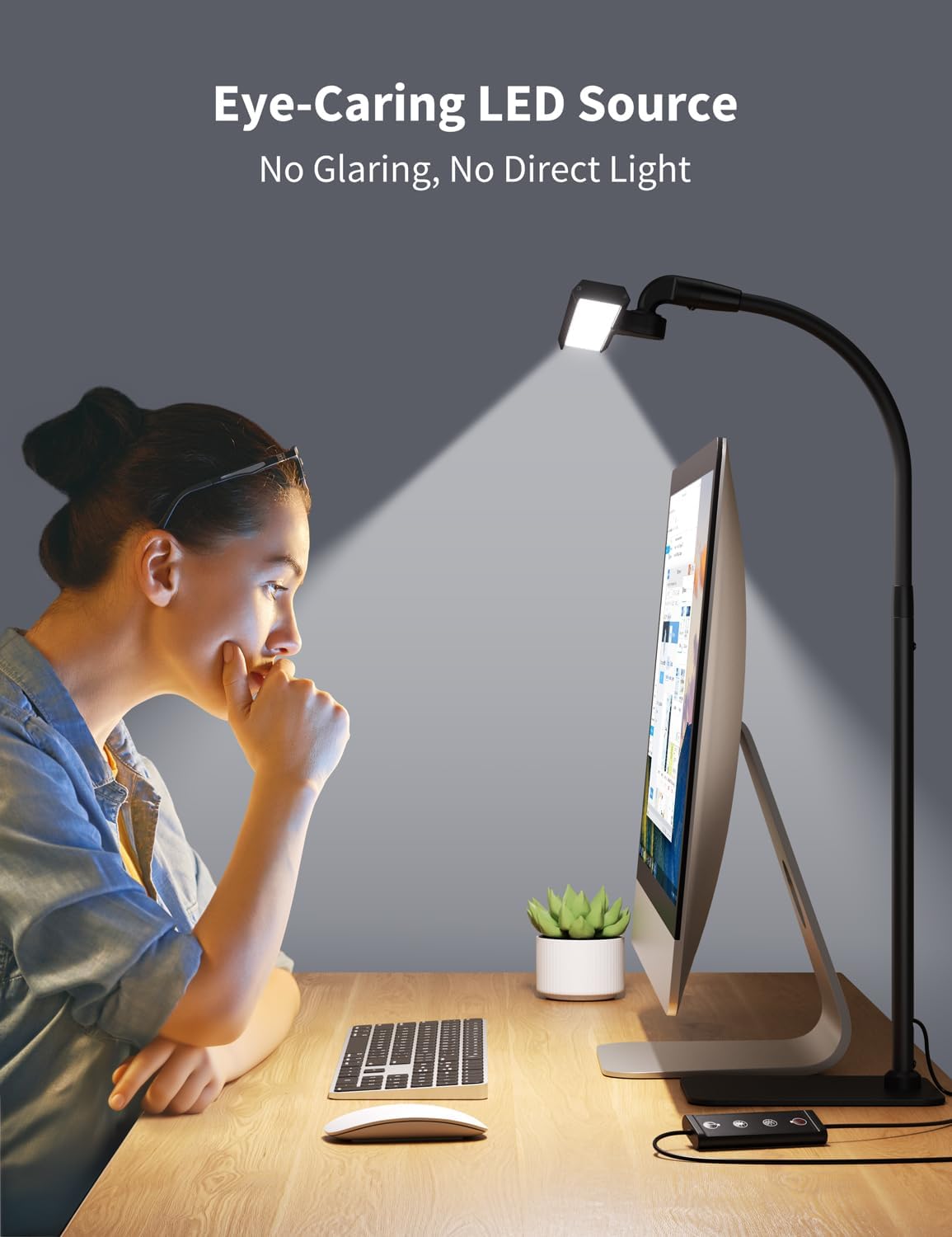 Kary LED Desk Lamps for Home Office, Tall Desk Light with Base, Flexible Gosseneck Adjustable Height 5-Level Dimmable Brightness & Color, Architect Lamp for Working,Reading,Crafting,Study