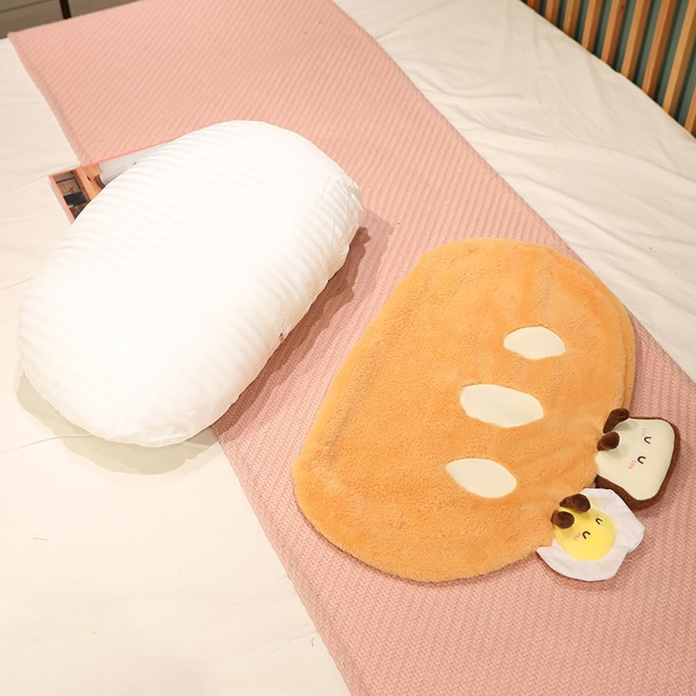 Simulation Bread Plush Pillow Sofa Waist Cushion Lumbar Suport Pillow Bed Rest Reading Pillow Washable Hugging Pillow (Plush, 60×40cm/23.6"×15.7")