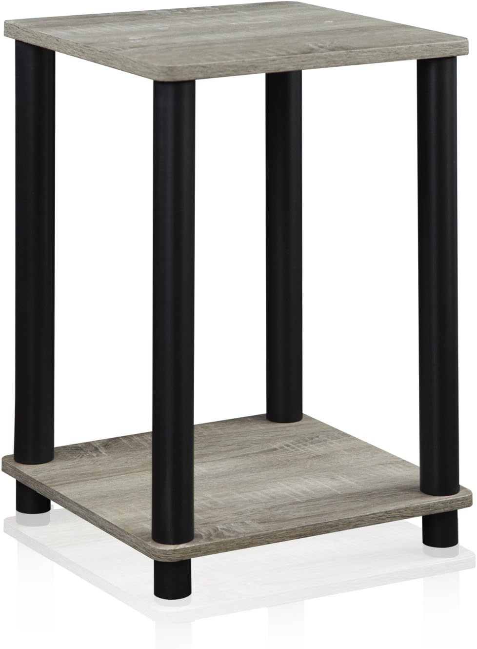 FURINNO Turn-N-Tube Haydn End Table, 1-Pack, French Oak Grey/Black