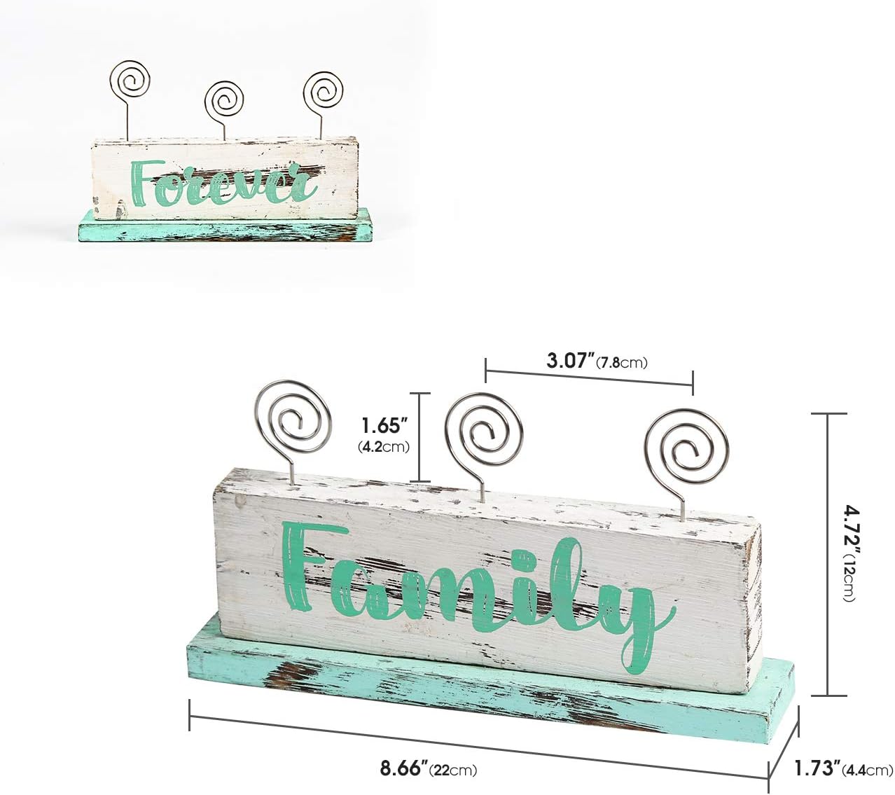 JACKCUBE Design Multi-Photo Display Boho Tabletop Decor Wooden Double Side Memos, Cards, Gallery Display Block with 3 Wire Clips, Desktop Freestanding Polaroid Picture Frame Decoration- MK678A