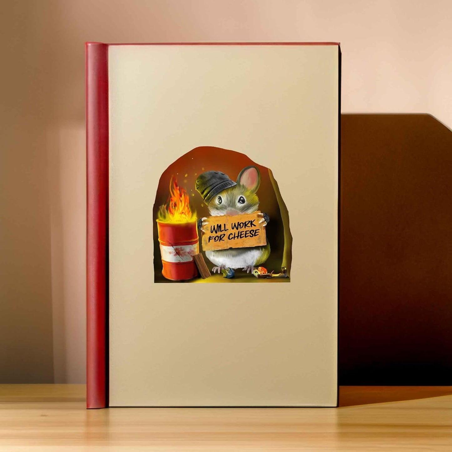 Mouse Reading Book, Wall Decor Sticker Decal, Kids Room, Classroom, Home, Bedroom, Bookcase, Book Lover, of Mice and Men, Children, Adorable, (Hungry Mouse)
