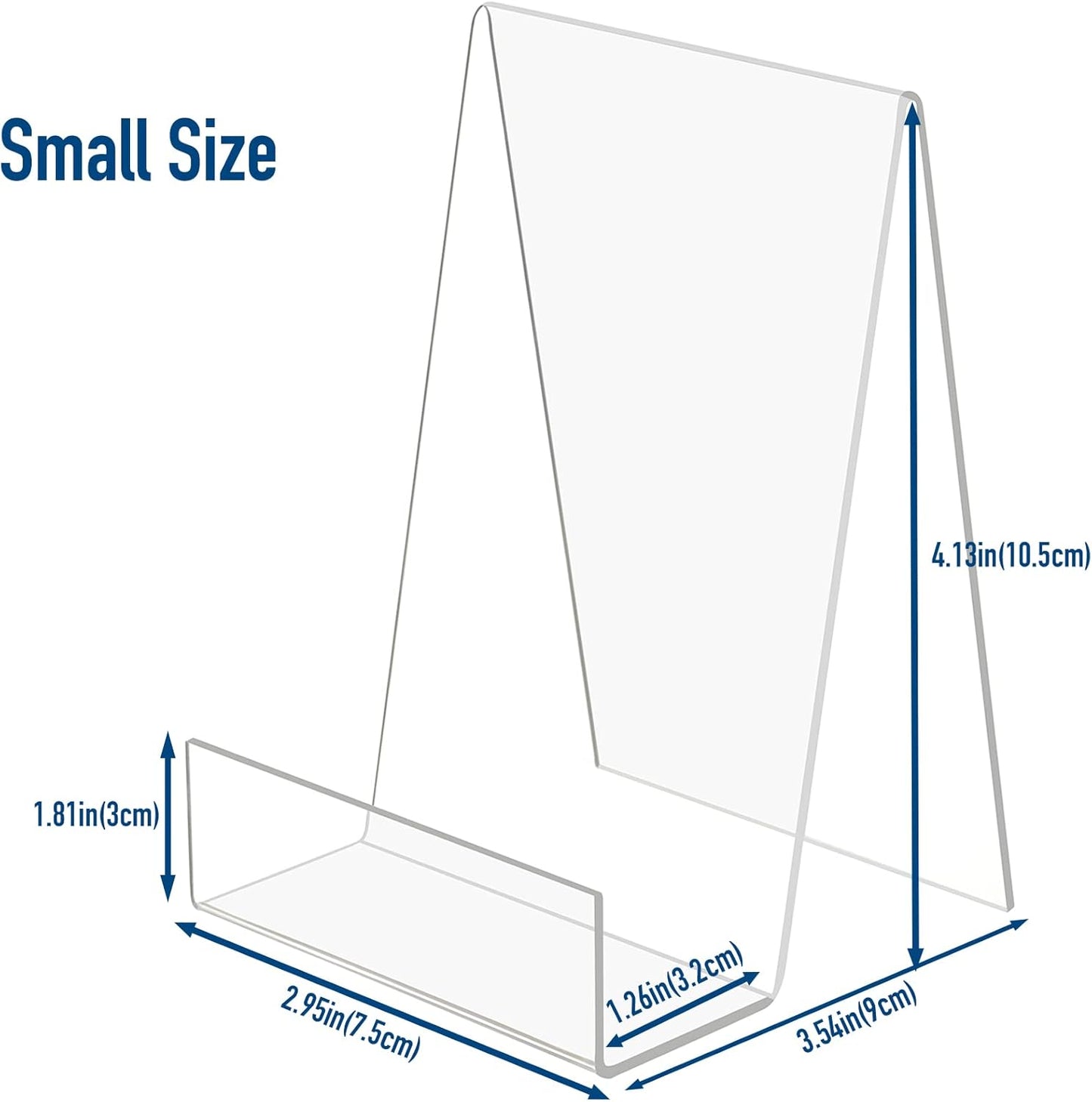 Clear Acrylic Book Stand with Ledge - Display Easel for Books, Pictures, Albums, Comic Books, CDs, Artworks, Tablets or Other Items (Small)