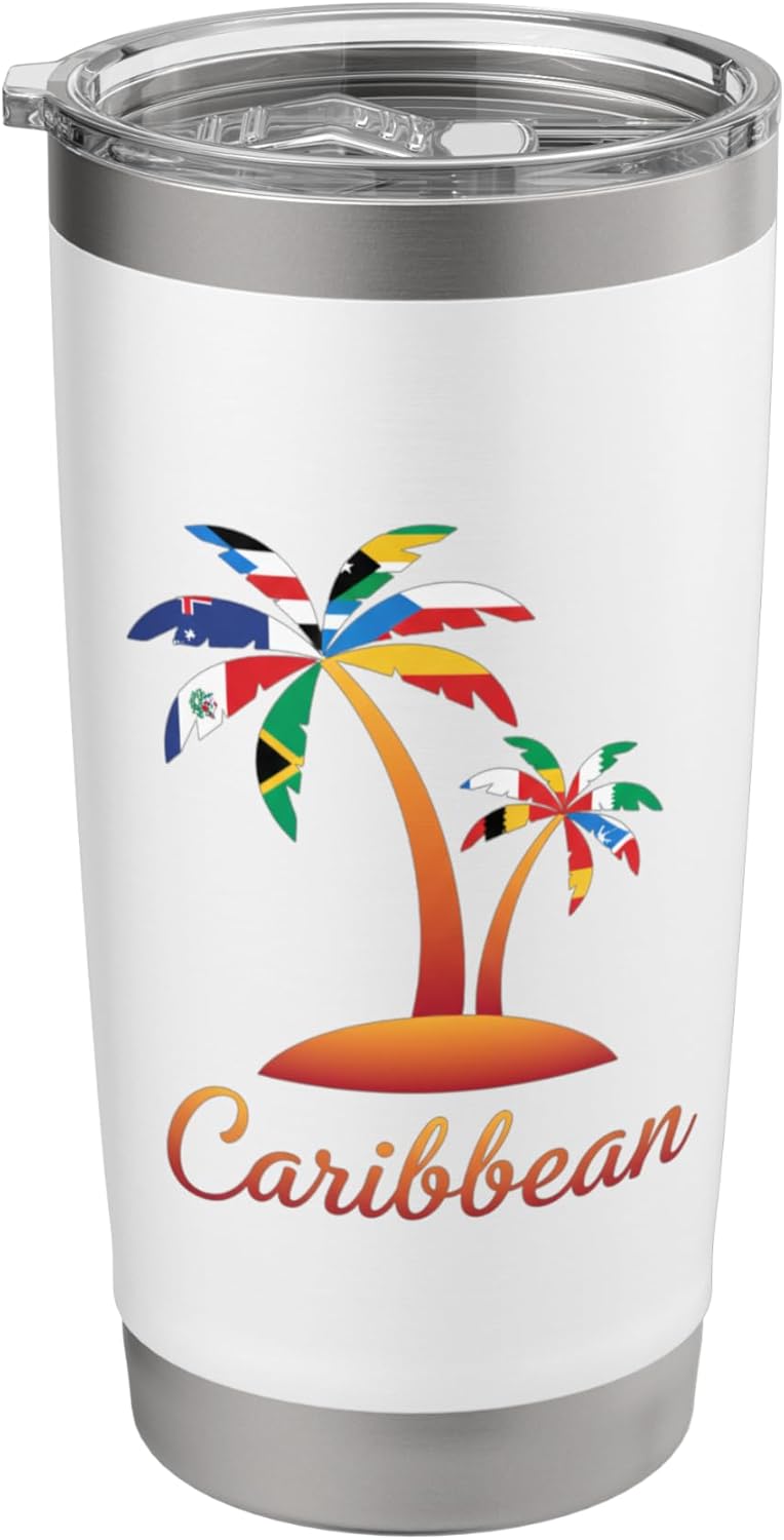 Caribbean Palm Island Kids Vacation Travel Tropical Latino Stainless Steel Insulated Tumbler