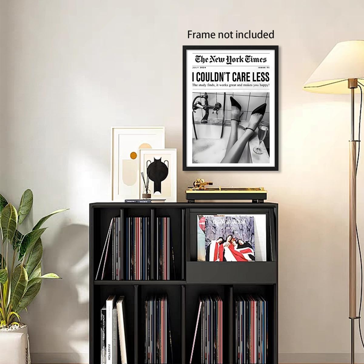 ZERFVTG Black and White Girly Poster Retro NewsPaper Wall Art Vintage Bar Cart Decor Trendy New York Times Canvas Prints for Barthroom Home Bar 12x16 inch Unframed