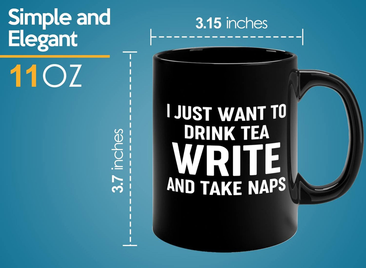 Journalist Coffee Mug 11oz Black -Tea Write Naps - Reading Lover Book Club Gift Author Appreciation Writer Journalism Novelist Scriptwriter