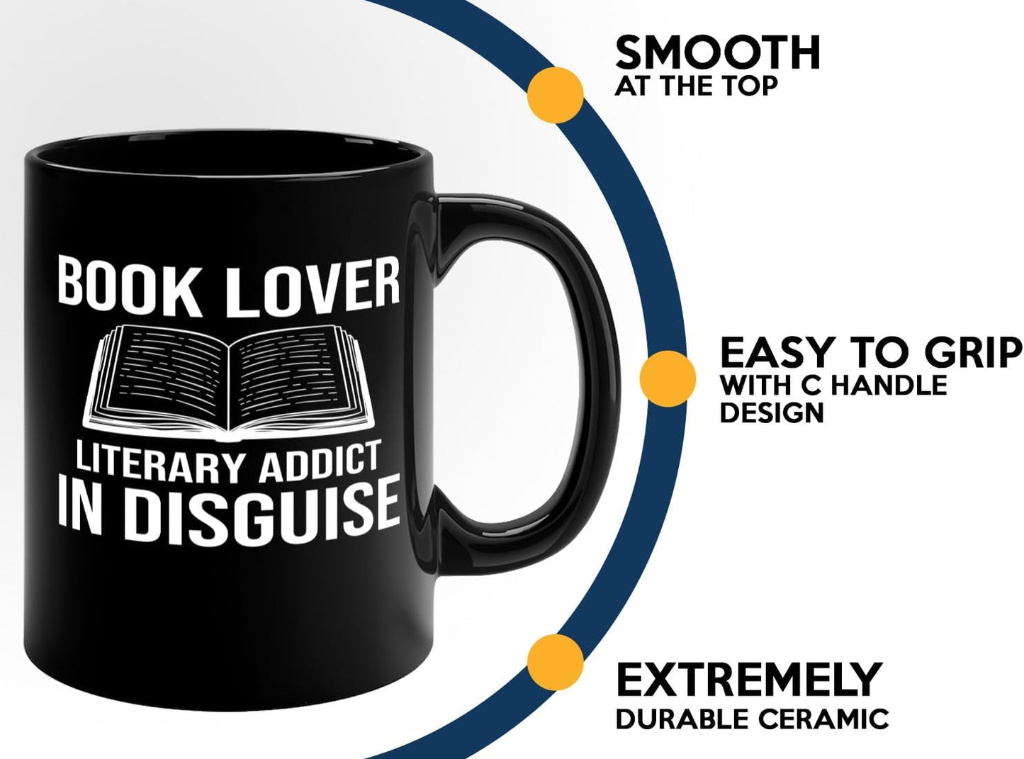Book Lover Coffee Mug 11oz Black -Book Lover Literary - Bookworm Literature Library Book Lover Reader Booked Editor Intellectual Studious