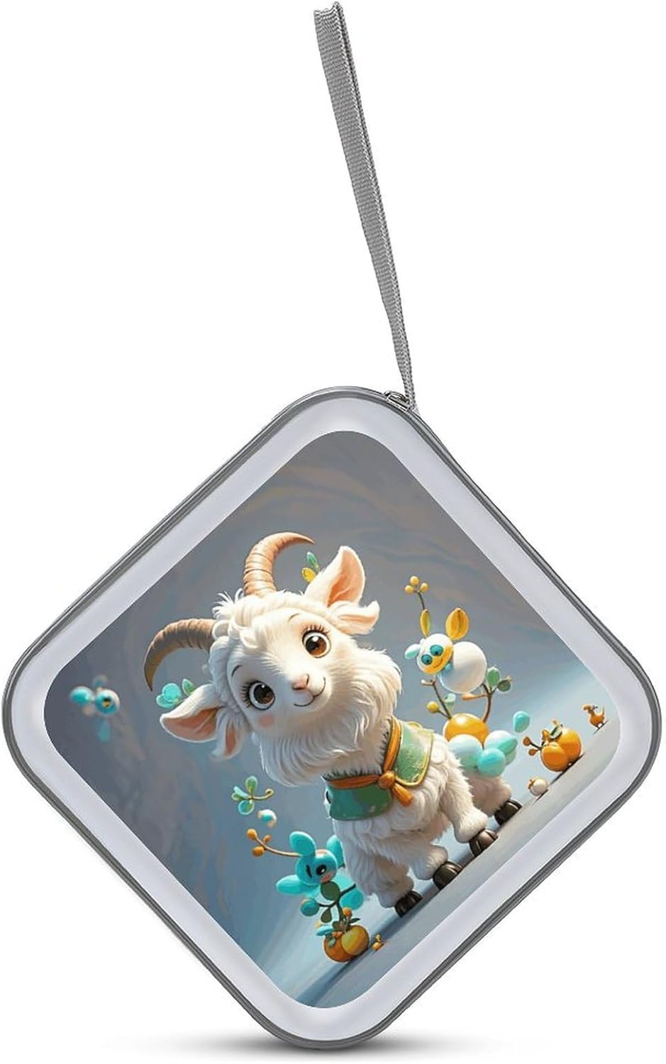 Cute Goat CD Case Portable Zipper CD Case 40 Capacity Hard Plastic DVD Cases Holder Large Storage Disc Wallet Bag for Car Home Travel DVD Collection Bag