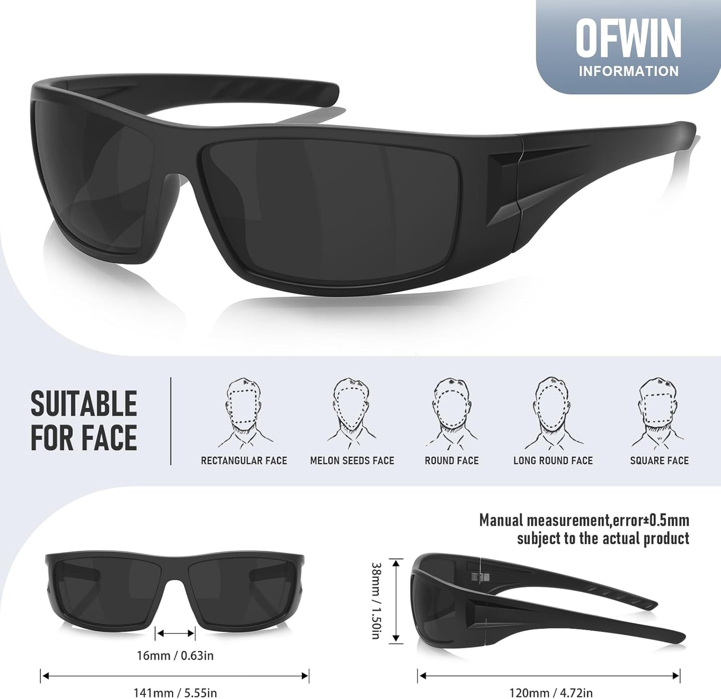 Polarized Sports Sunglasses for Men Women Unbreakable Frame Cycling Fishing Wrap Around Sunglasses UV400 Protection