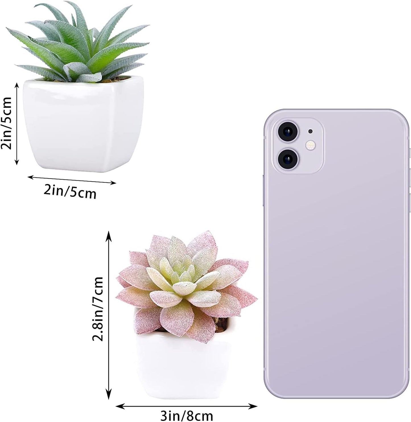 FUNARTY 5pcs Artificial Succulent Plants, Small Fake Desk Plants Mini Succulents Indoor for Shelf Living Room Bedroom Windowsills Office Home Decoration (Include White Ceramic Pots)