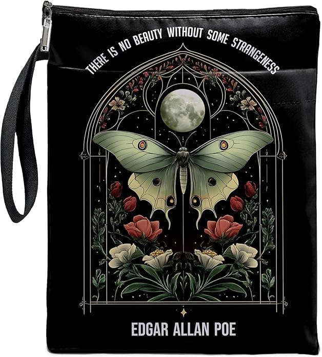Vintage Floral Butterfly Book Cover, Waterproof Book Sleeve with Zippered Front Pocket Retro Flowers Book Pouch for Book Lovers, Christmas, Birthday, Graduation Gifts (Black-Butterfly, Large)