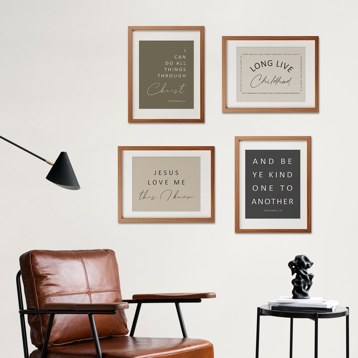 ETVISO Jesus Love Me, Kids Bible Verses Boho Wall Art Prints Set of 4, Christian wall Decor for Church Nursery Kids Bedroom, Long Live boyhood, 8x10 (Unframed)