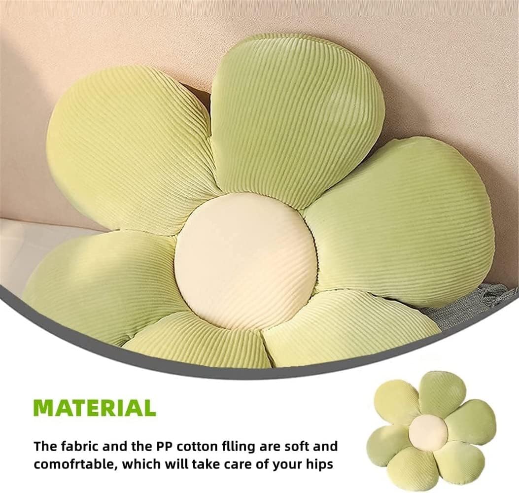 LEHU Flower Floor Pillow, Flower Shaped Seating Cushion -Cute Flowe Pillow for Girls Tweens Room Decor Floor Pillow for Reading and Lounging Comfy (Green Petals,23'')