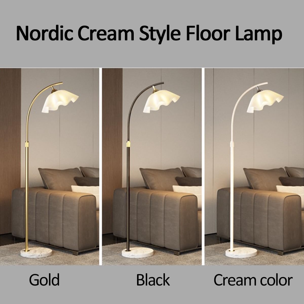 Black Arc Floor Lamp Height Adjustable Flower Floor Lamps 3-Color Temperatures Reading Standing Corner Lamp Art Decor Nordic Tall Light for Living Room Bedroom Office (175cm)