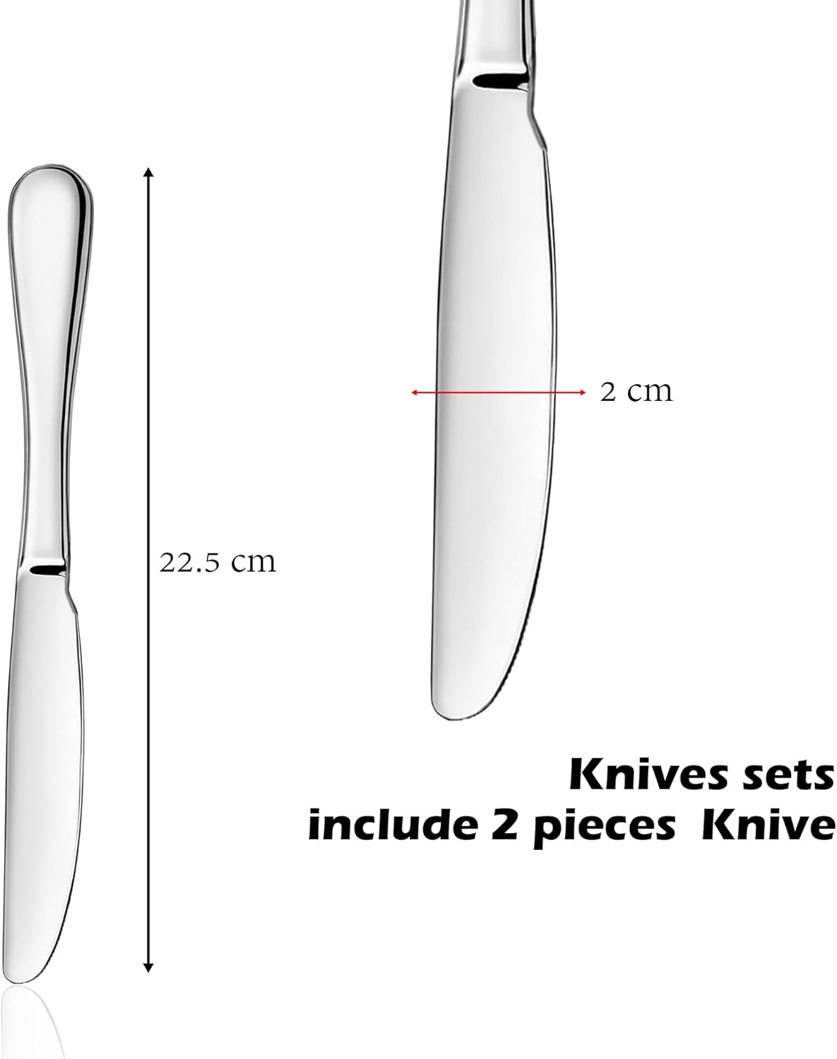 ATB Dinner Knives Set, Stainless Steel Table Knife, Butter Spreder, 2/4/6 Pieces Mirror Polished Dinner Knife, Sturdy and Dishwasher Safe, Silverware Cutlery (6 Pcs)