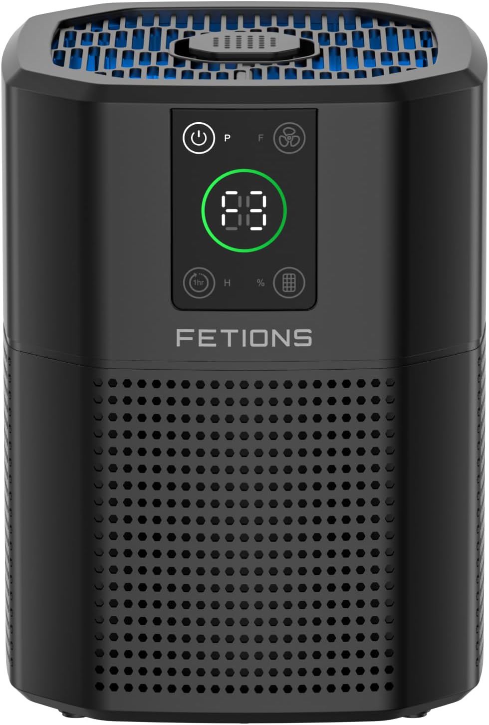 Air Purifier for Home Bedroom Pets, FETIONS Air Cleaner with Ambient light Fragrance Sleep Mode, Compact with H13 HEPA Filter for Dander Smoke Pollen Odor, 9 Timer Settings, 4 Fan Speeds,Black,1 Pack
