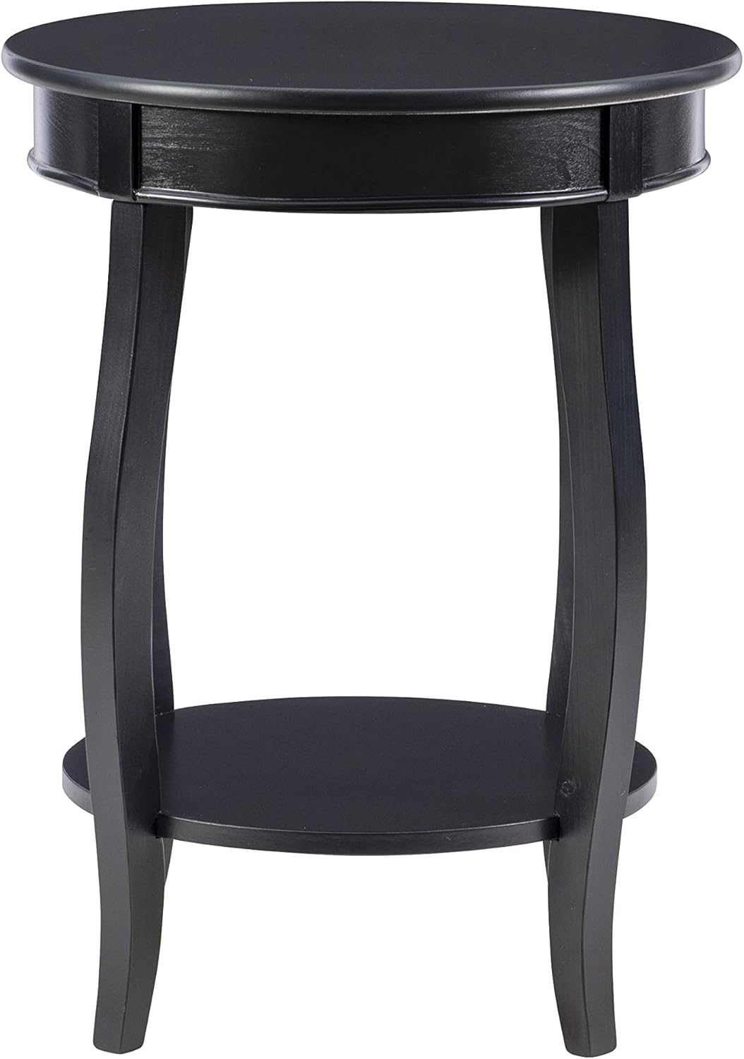 Powell Furniture Round Table with Shelf, Black