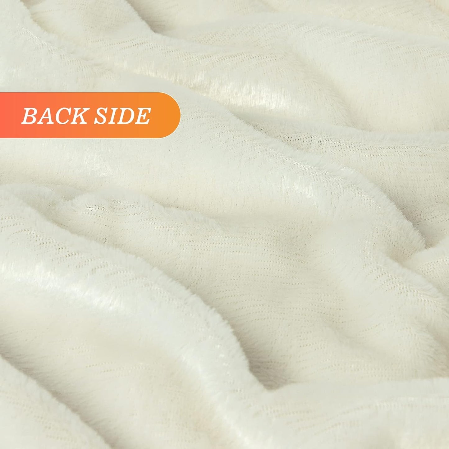 TOONOW Extra Soft Fuzzy Faux Fur Throw Blanket 50"x60", Reversible Lightweight Fluffy Cozy Plush Comfy Microfiber Fleece Decorative Shaggy Blanket for Couch Sofa Bed, Cream White