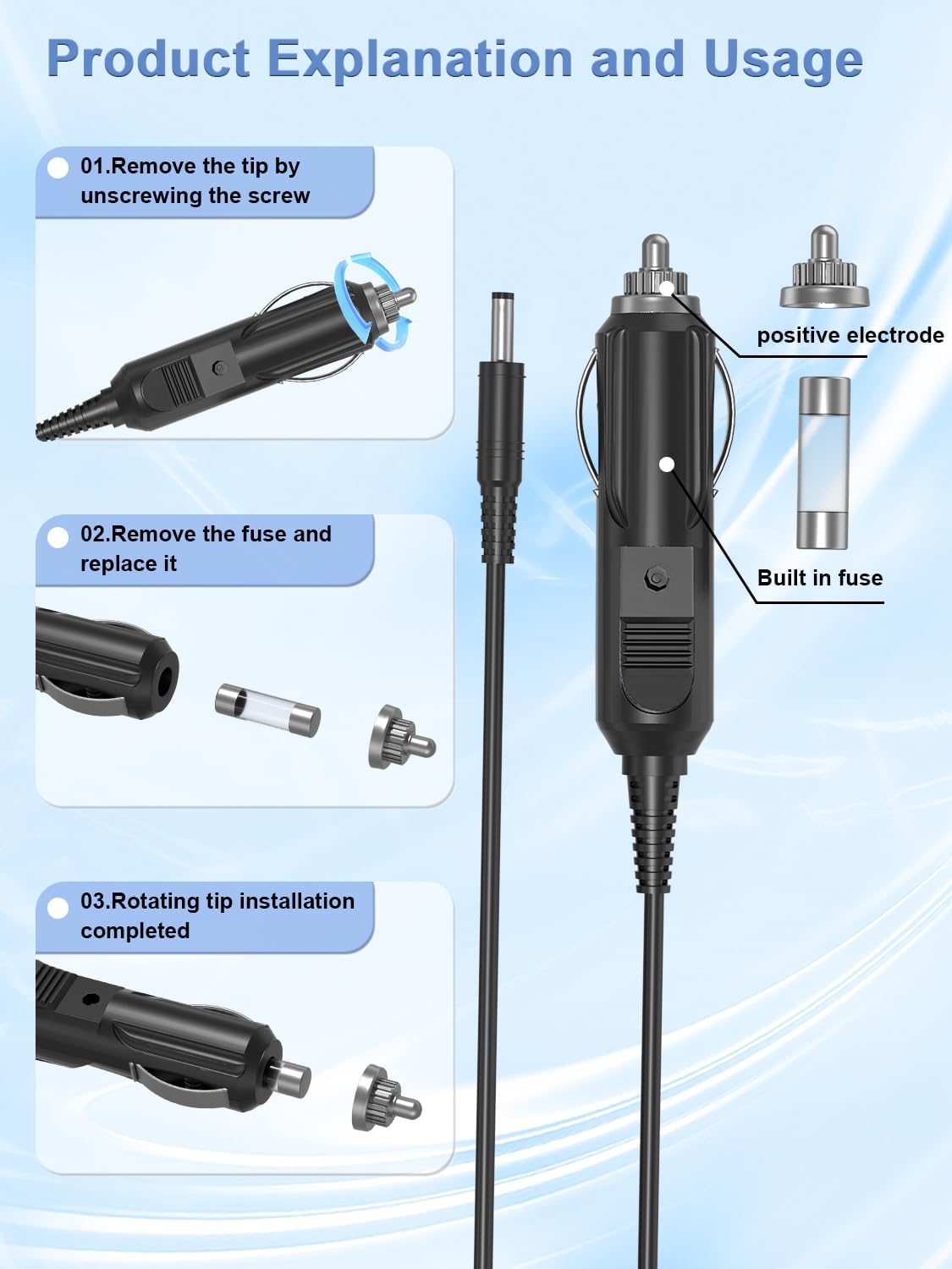 12V Car Charger Compatible with Inogen One G5 G4 G3 G2 G1, Inogen Rove 4 6, OxyGo Next Oxy Go FIT Portable Oxygen Concentrator Replacement Power Supply Cord Adapter Battery Charger