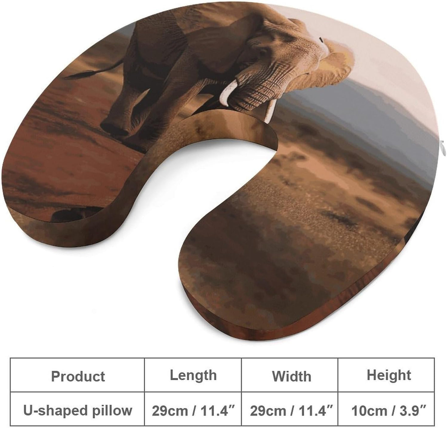 Walking Elephant Neck Pillow Memory Foam U Shaped Pillows Portable Pillows for Shoulder Travel Head Support Pillow with Concealed Zipper for Airplane Car Home Office
