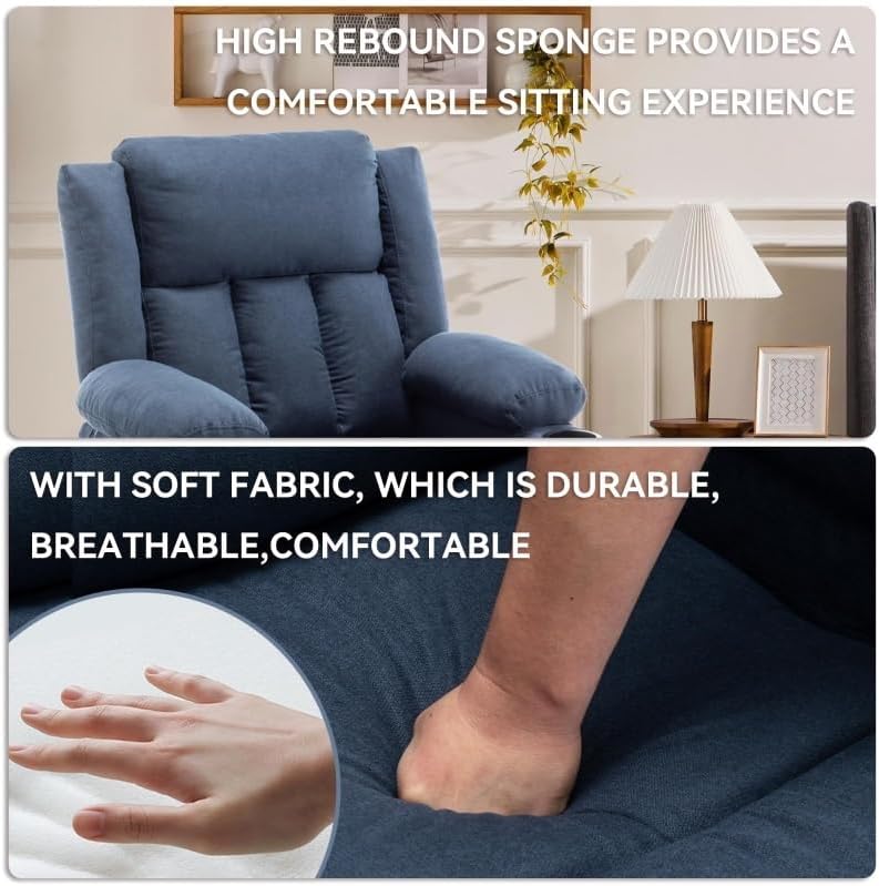 Power Reclining Sofa Chair with Heat and Massage Upholstered Heating Point Theater Seating Single Chairs with Side Pockets Sidetable for Home Furniture