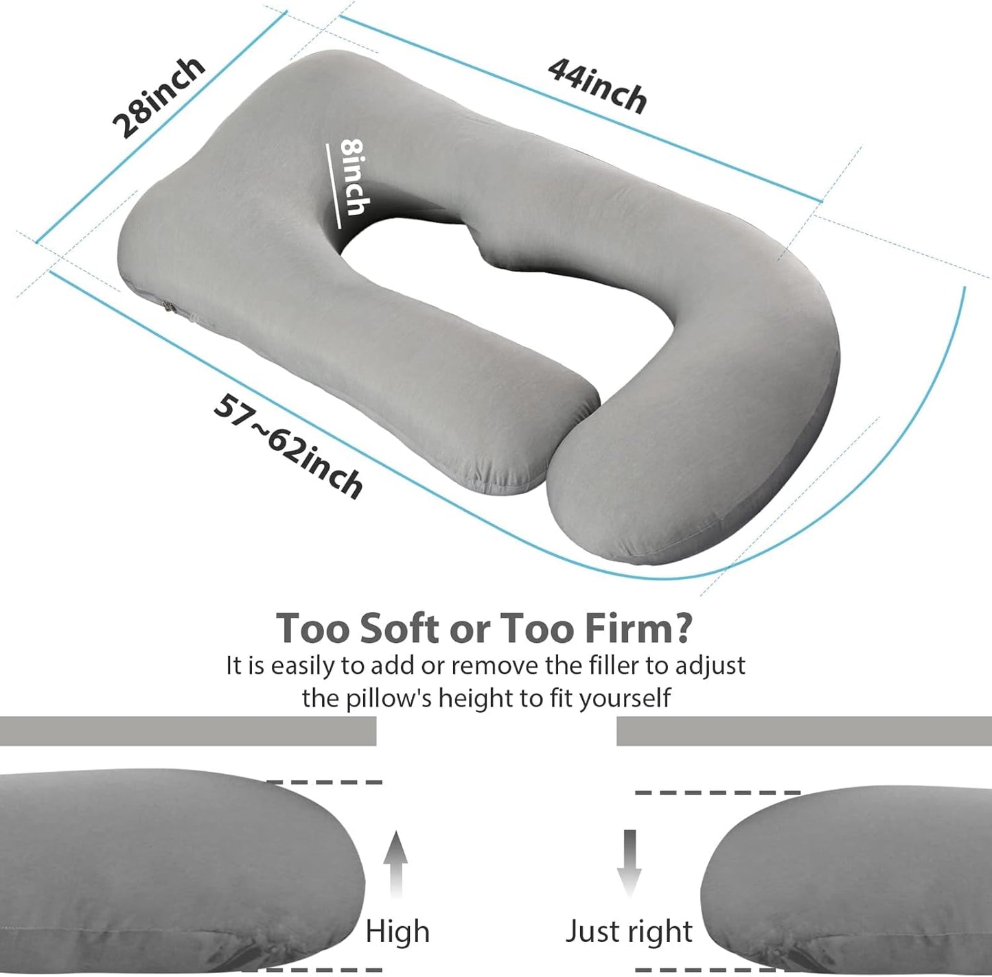 BATTOP Pregnancy Pillows for Sleeping,Full Body Maternity Pillow with Cooling Cover,Support for Back,Hips,Legs,Belly for Pregnant Women,Pregnancy Must Haves