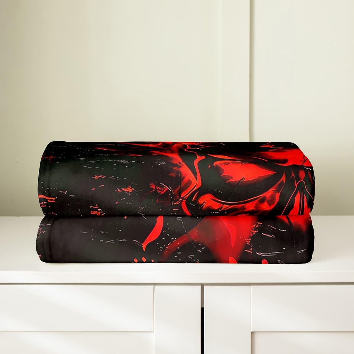Erosebridal Goth Skull Throw Blanket Queen 90x90 Inch for Bedroom Living Room Sofa Couch,Red Black Fleece Blanket,Neon Sugar Skull Flannel Blankets,Halloween Gothic Bed Blankets