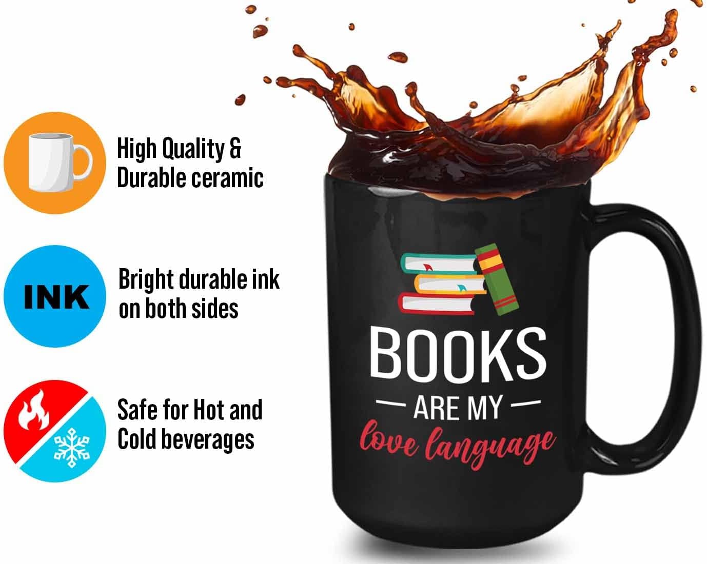 Bubble Hugs Book lovers Coffee Mug 15oz Black - Books My Love - Author Writer Library Library Editor Introvert Book Lovers Cat Lover Chill Relax Bookworm Reading