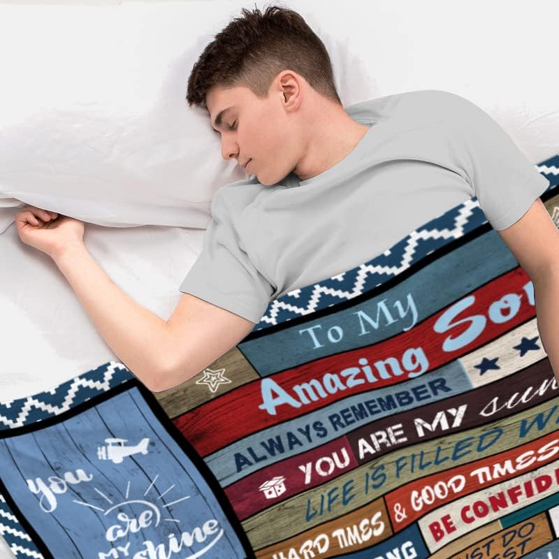 Gifts for Son, Sons Gift Blanket 60"X50", Best Son Birthday from Mom, to My Sons Graduation Throw Blankets from Mother
