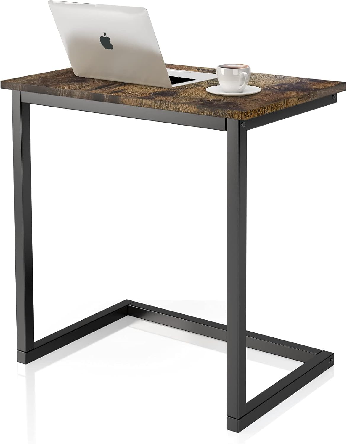 Sofa C Side End Table Wood Accent Couch Table Coffee Tray Snack Side Table Notebook Laptop Holder Over Bed Stand Reading Desk Rustic Brown Color 22x14x27 Space Saving for Living Room Bedroom