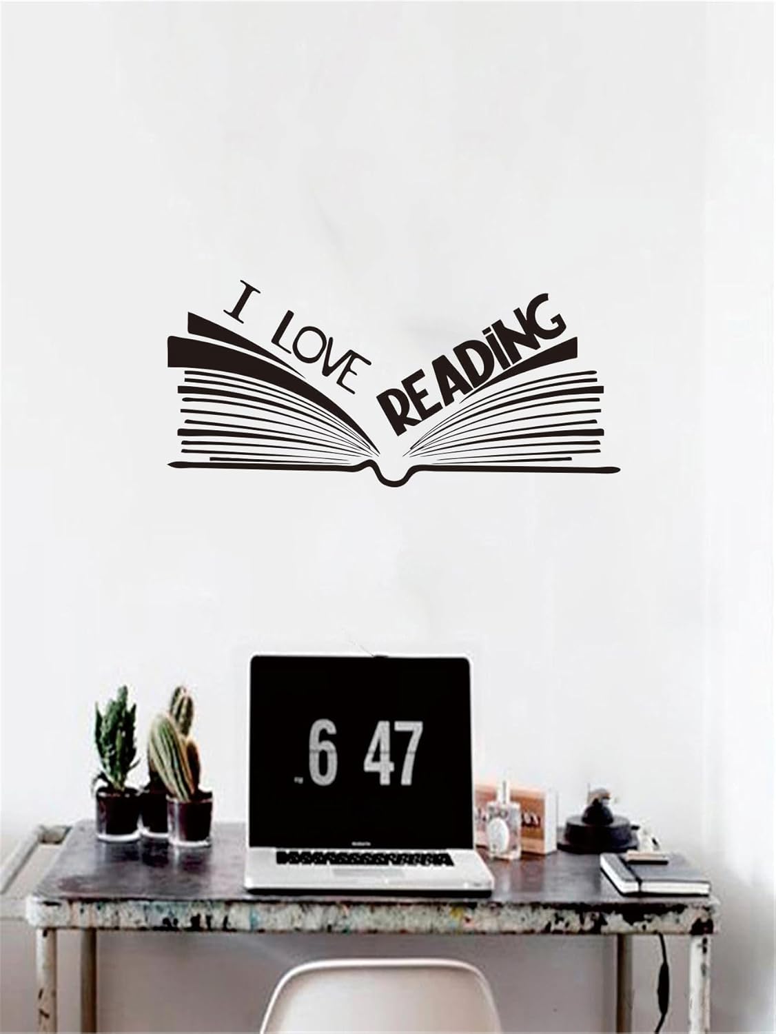 Inspiring Library Reading Wall Decal: Foster Learning and Creativity with Inspirational Quotes - Ideal for Classroom, Kids' Bedrooms, and Study Areas - Size: 10"x23" inches (Black-JZY107-Love reading)