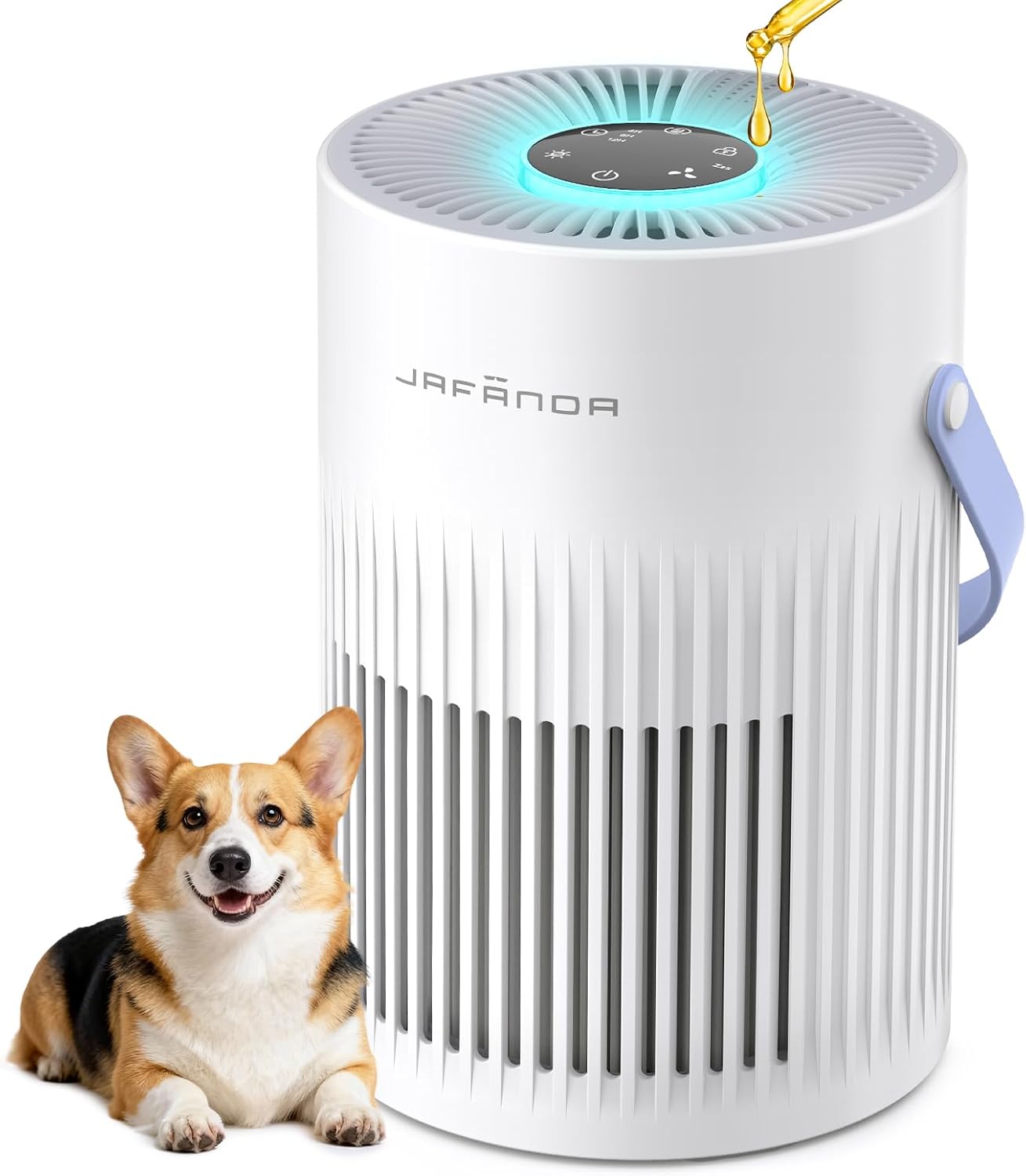 Jafända Air Purifers for Home, Hepa Air Purifier for Bedroom, Air Cleaner for Pet Dander, Quiet Sleep Mode, Portable Air Purifier for Office, Odor, Dust, Smoke (White)