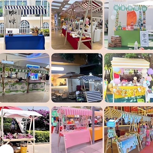 Foldable Portable Food Cart with Wheels - Wooden Outdoor Concession Stand for Hot Dogs, Coffee, Flowers - Ideal for Street Food Vendors & Market Stalls, Easy to Transport