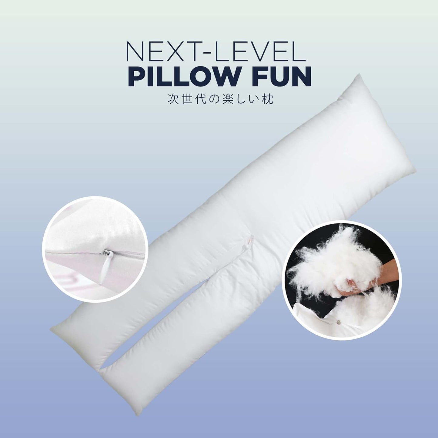 2-Legs Full Body Pillow for Adults, Soft Fluffy Long Bed Pillow for Sleeping & Hugging, Anime Japanese Style Hug Pillow, Plush Comfortable Polyester Filled, 59 x 20 Inch (150 x 50cm), White