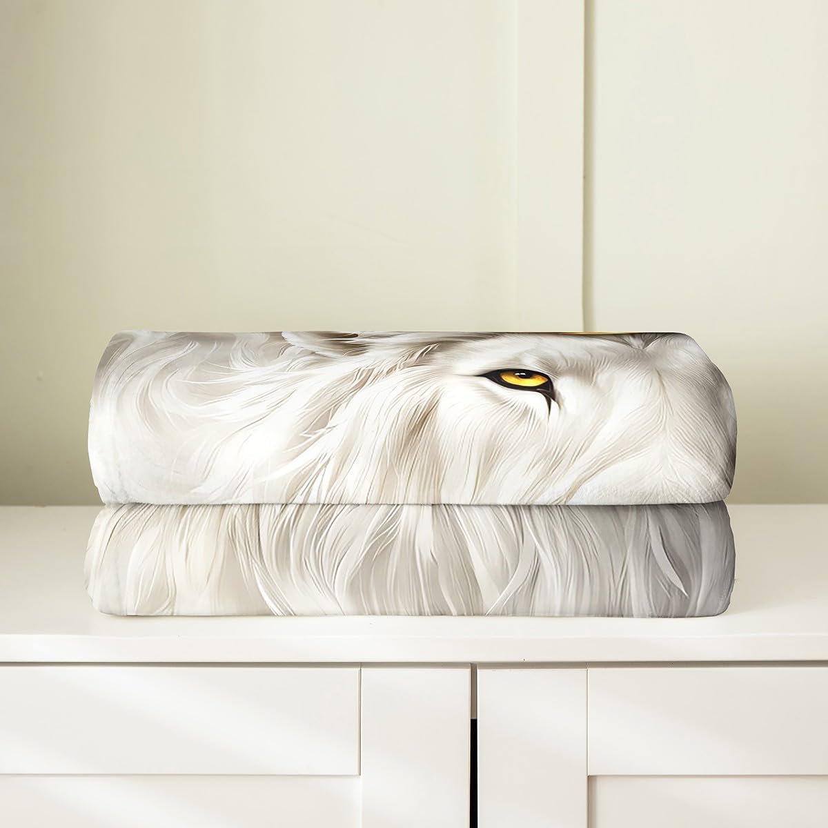 Feelyou White Lion Fuzzy Blanket Throw 50"x60" Safari Print Flannel Fleece Throw Blanket for Sofa Couch Animals Fur Print All Season Bed Blanket Plush Blanket（No Real Fur）