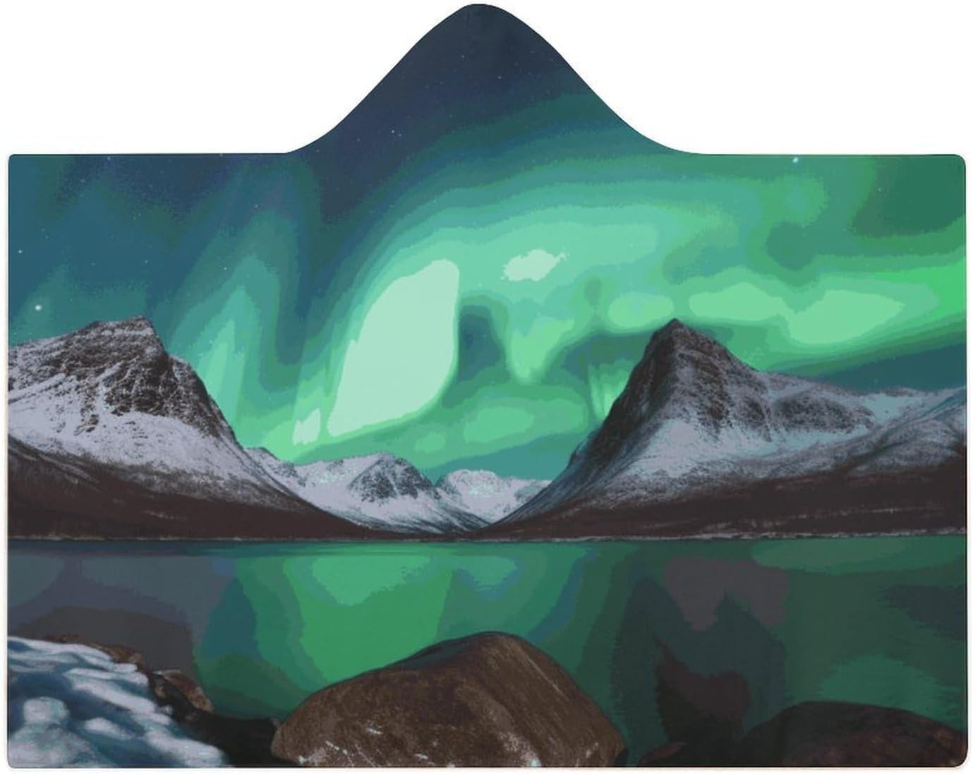 Fleece Wearable Blanket Hoodie Hands-Free Warm Cozy Oversized Aurora Borealis Blanket for Working Lounging